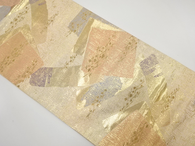 本金箔　色紙にのり散らし模様織り出し　袋帯